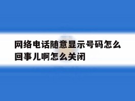 网络电话随意显示号码怎么回事儿啊怎么关闭