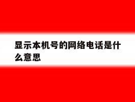 显示本机号的网络电话是什么意思