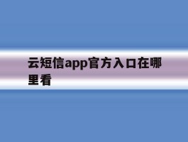云短信app官方入口在哪里看