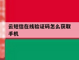 云短信在线验证码怎么获取手机