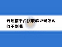 云短信平台接收验证码怎么收不到呢