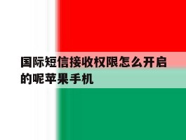 国际短信接收权限怎么开启的呢苹果手机