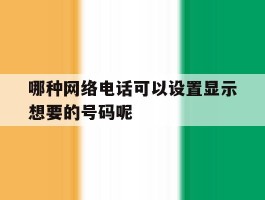 哪种网络电话可以设置显示想要的号码呢