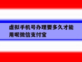 虚拟手机号办理要多久才能用呢微信支付宝