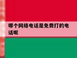 哪个网络电话是免费打的电话呢