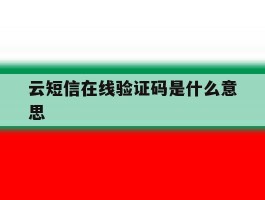 云短信在线验证码是什么意思