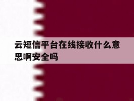 云短信平台在线接收什么意思啊安全吗