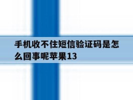 手机收不住短信验证码是怎么回事呢苹果13