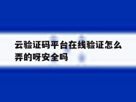云验证码平台在线验证怎么弄的呀安全吗