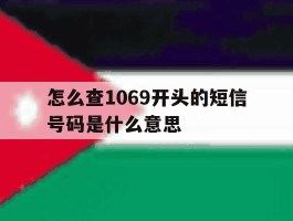怎么查1069开头的短信号码是什么意思