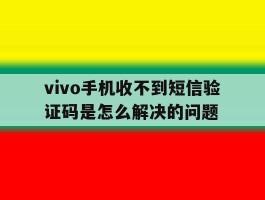 vivo手机收不到短信验证码是怎么解决的问题