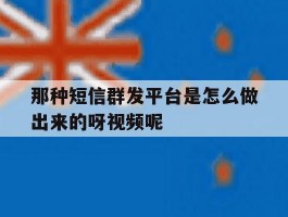 那种短信群发平台是怎么做出来的呀视频呢