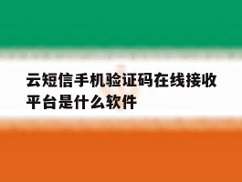 云短信手机验证码在线接收平台是什么软件