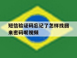 短信验证码忘记了怎样找回来密码呢视频