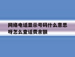 网络电话显示号码什么意思呀怎么查话费余额