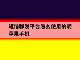 短信群发平台怎么使用的呢苹果手机