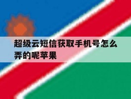 超级云短信获取手机号怎么弄的呢苹果