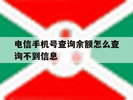 电信手机号查询余额怎么查询不到信息