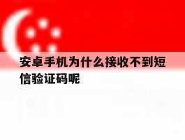 安卓手机为什么接收不到短信验证码呢