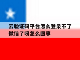 云验证码平台怎么登录不了微信了呀怎么回事