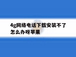 4g网络电话下载安装不了怎么办呀苹果
