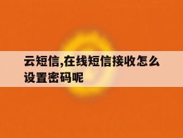 云短信,在线短信接收怎么设置密码呢