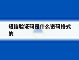 短信验证码是什么密码格式的