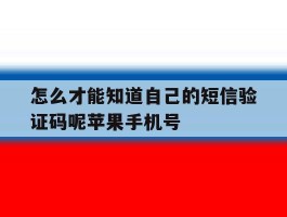 怎么才能知道自己的短信验证码呢苹果手机号
