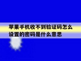 苹果手机收不到验证码怎么设置的密码是什么意思