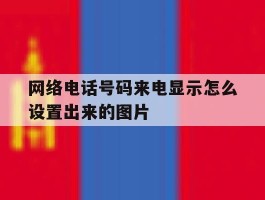 网络电话号码来电显示怎么设置出来的图片