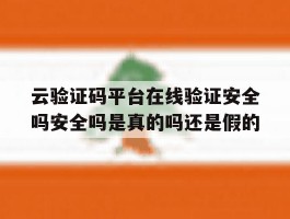 云验证码平台在线验证安全吗安全吗是真的吗还是假的