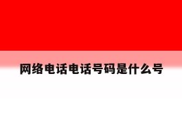 网络电话电话号码是什么号