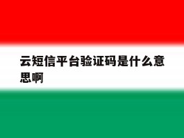 云短信平台验证码是什么意思啊