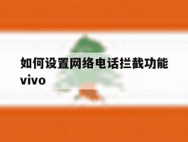 如何设置网络电话拦截功能vivo