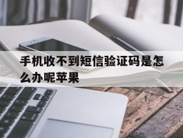 手机收不到短信验证码是怎么办呢苹果