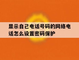 显示自己电话号码的网络电话怎么设置密码保护