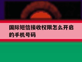 国际短信接收权限怎么开启的手机号码