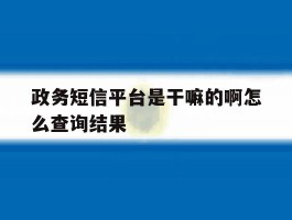 政务短信平台是干嘛的啊怎么查询结果