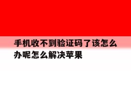 手机收不到验证码了该怎么办呢怎么解决苹果