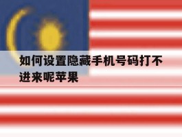 如何设置隐藏手机号码打不进来呢苹果