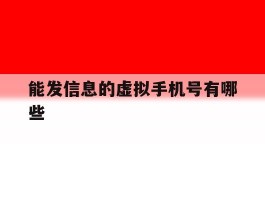 能发信息的虚拟手机号有哪些