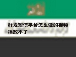群发短信平台怎么做的视频播放不了