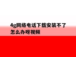 4g网络电话下载安装不了怎么办呀视频