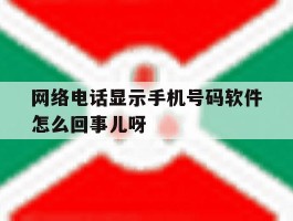 网络电话显示手机号码软件怎么回事儿呀
