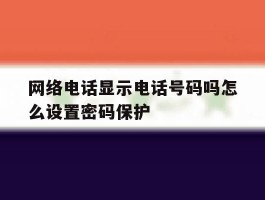 网络电话显示电话号码吗怎么设置密码保护