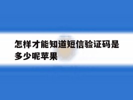 怎样才能知道短信验证码是多少呢苹果