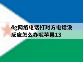 4g网络电话打对方电话没反应怎么办呢苹果13