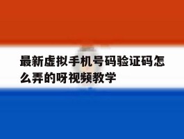 最新虚拟手机号码验证码怎么弄的呀视频教学