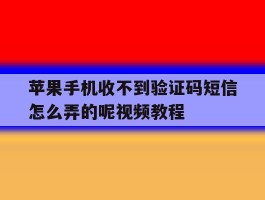 苹果手机收不到验证码短信怎么弄的呢视频教程