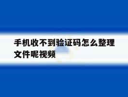手机收不到验证码怎么整理文件呢视频